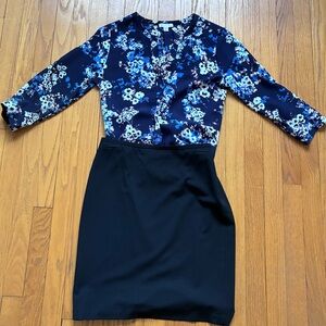 Lila Rose Floral Navy and Black Long Sleeve Dress